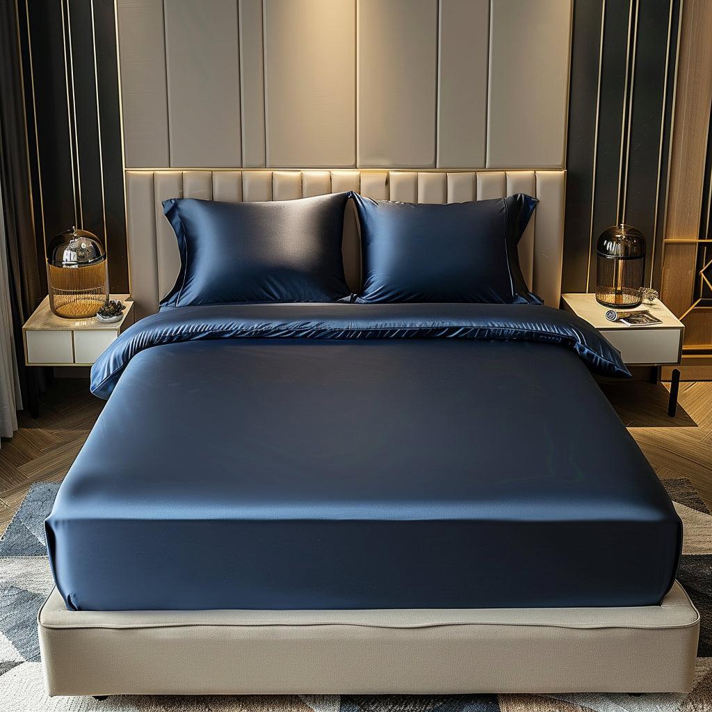 LUXURIOUS AND ELEGANT SATIN ELASTIC FITTED BEDSHEET WITH 2 PILLOW COVERS