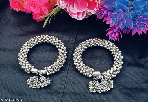 Silver Kada Bracelet – Traditional Indian Bangle | Pack of 2