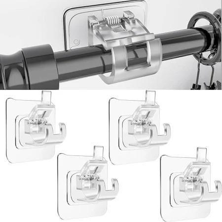 Self-Adhesive Curtain Rod Hooks – No-Drill Rod Clips | Pack of 6