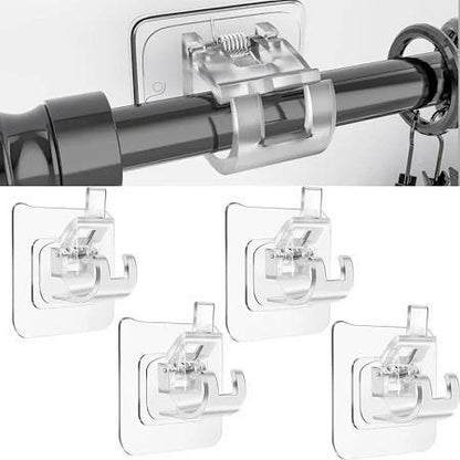 Self-Adhesive Curtain Rod Hooks – No-Drill Rod Clips | Pack of 6