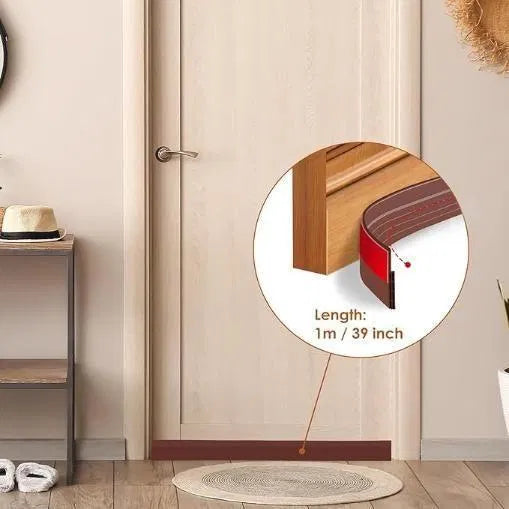 Self-Adhesive Door Bottom Seal Strip – 1m Wood-Style Draft & Gap Protector