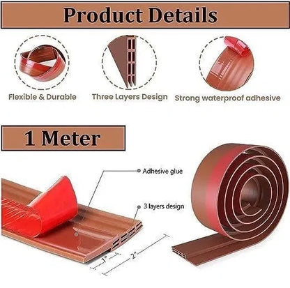 Self-Adhesive Door Bottom Seal Strip – 1m Wood-Style Draft & Gap Protector